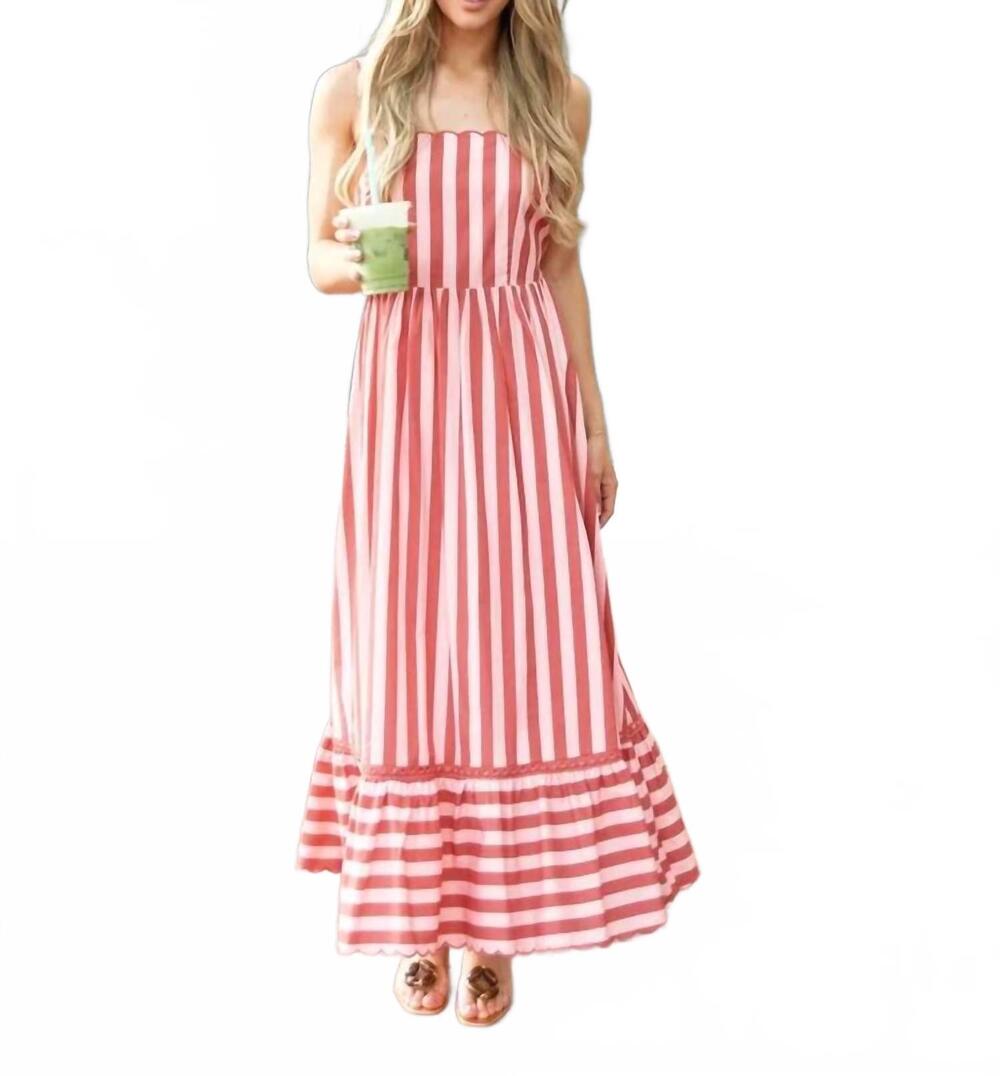 NEW KARLIE stripe tie back cami maxi dress in red